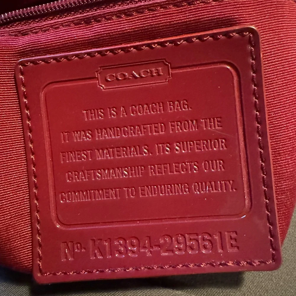 Coach Signature C Jacquard Canvas Crossbody Bag Burgundy Trim